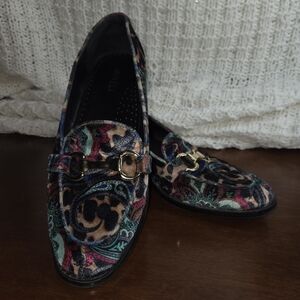 Vaneli Black and Brown Flats with Rounded Toe